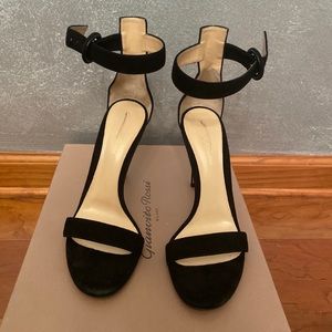 Gianvito Rossi Black suede heel Portofino sandals Size 8.5